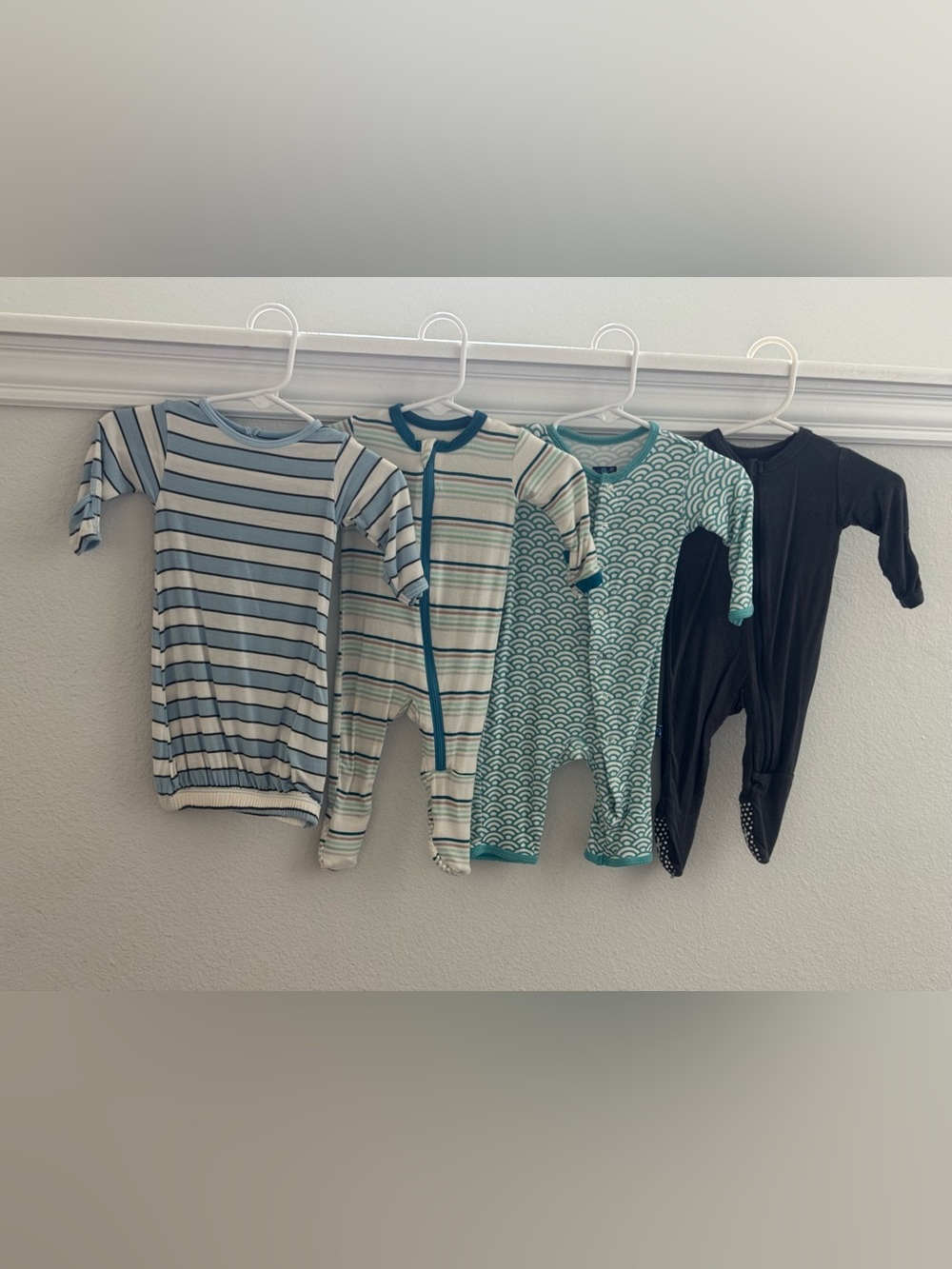 Kickee Pants NB Bamboo Pajama Bundle Footie + Gown Lot of 4